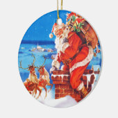 屋上のサンタクロースそして彼のトナカイ セラミックオーナメント (左)