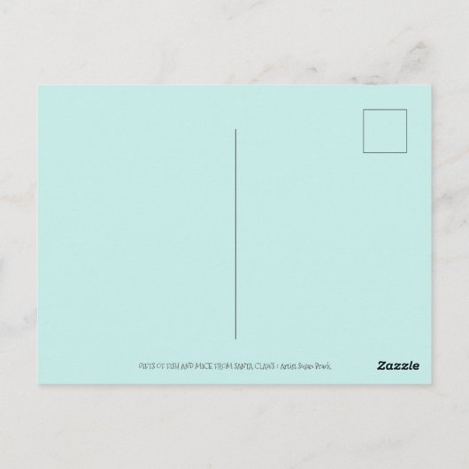 屋上のサンタ爪猫がプレゼントをおもしろい届け ポストカード (裏面)