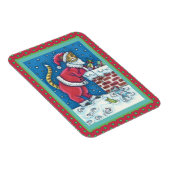 屋上のサンタ爪猫がプレゼントをおもしろい届け マグネット (右側)