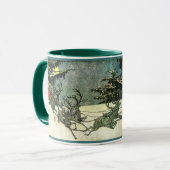 屋上のヴィンテージのサンタクロースのそり マグカップ (正面左)