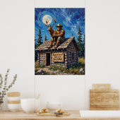 屋上の啓示：ビッグフットの月光の抱擁 ポスター (キッチン)