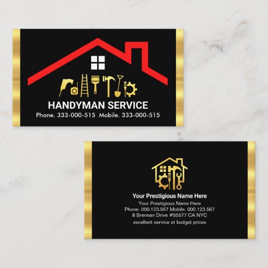 屋上の手作りツールのストライプ 名刺 (正面/裏面)