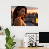 屋上の熱い女性 ポスター (ホームオフィス)