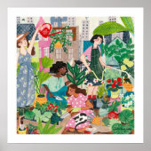 屋上の都市ガーデニング女の子 ポスター (正面)