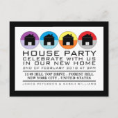 屋上アイコン、引っ越し祝いパーティーパーティの招待状 インビテーションポストカード (正面)