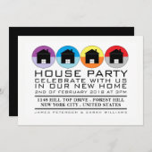 屋上アイコン、引っ越し祝いパーティーパーティー、家のパーティー 招待状 (正面/裏面)