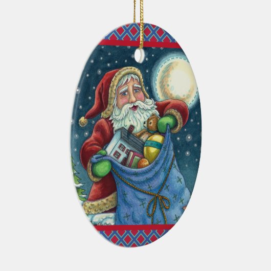 屋上サンタバッグのおもちゃ、ドールハウス、ホビーホース セラミックオーナメント (右)