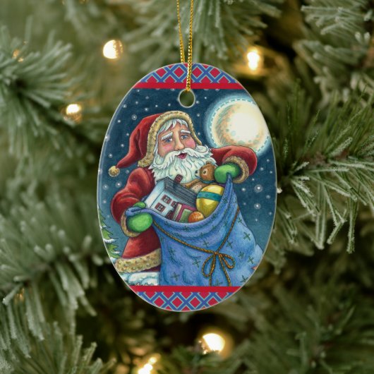 屋上サンタバッグのおもちゃ、ドールハウス、ホビーホース セラミックオーナメント (ツリー)