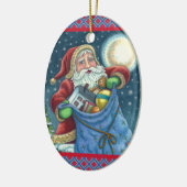 屋上サンタバッグのおもちゃ、ドールハウス、ホビーホース セラミックオーナメント (左)