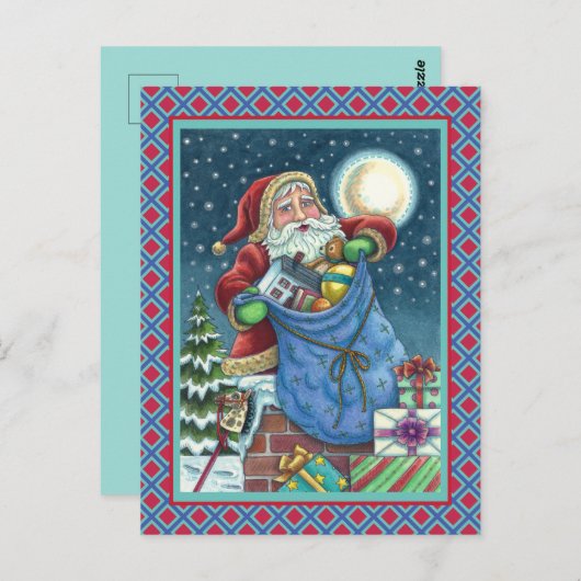 屋上サンタバッグのおもちゃ、ドールハウス、ホビーホース ポストカード (正面/裏面)