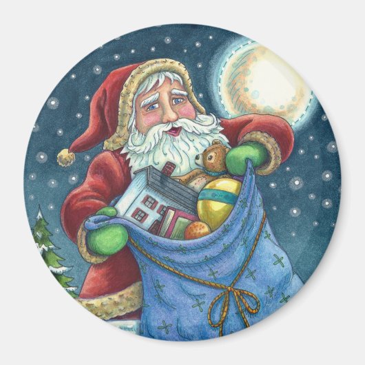 屋上サンタバッグのおもちゃ、ドールハウス、ホビーホース マグネット (正面)