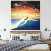 屋上サーファーの女の子 キャンバスプリント (インサイチュ (寝室))