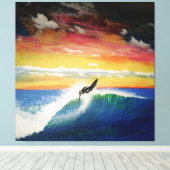 屋上サーファーの女の子 キャンバスプリント (インサイチュ (ウッドフロア))