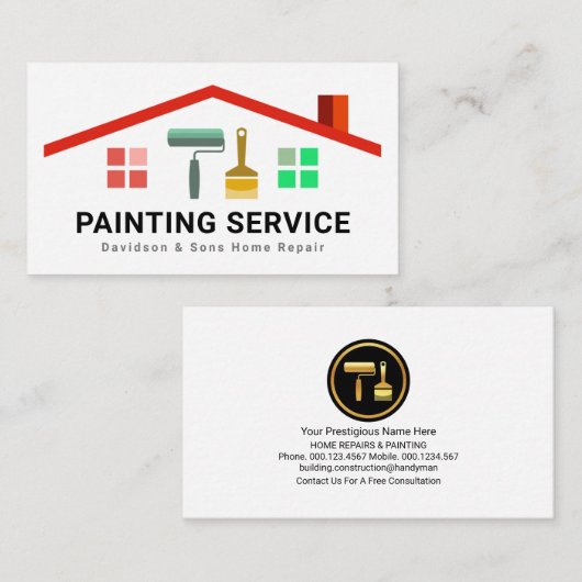 屋上スタイリッシュ建物フレーム絵を描ブラシ 名刺 (正面/裏面)