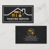 屋上スタイリッシュ建物フレーム金ゴールドブラシ 名刺 (正面/裏面)