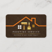 屋上スタイリッシュ建物金ゴールド手作りブラシ 名刺 (正面)