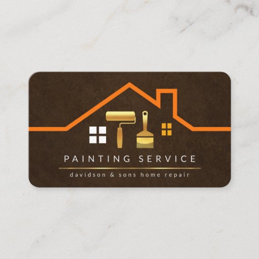 屋上スタイリッシュ建物金ゴールド手作りブラシ 名刺 (正面)