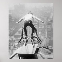 屋上バランス芸 1910年 ヴィンテージ写真 ポスター