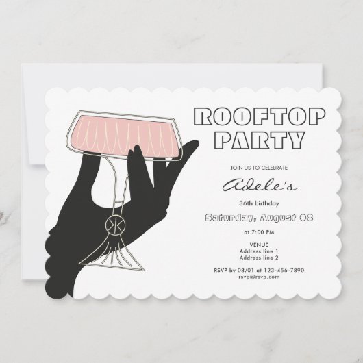 屋上バーラウンジナイトライフアウトティング誕生日 招待状 (正面)