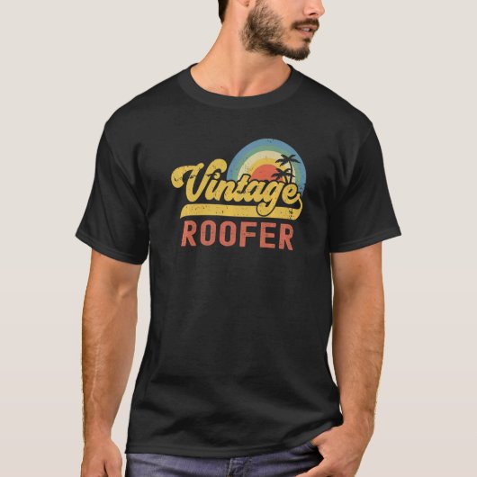 屋上ヴィンテージサンセット職業レトロ役職P Tシャツ (正面)