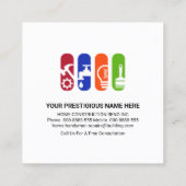 屋上木枠ハンドマン建物 スクエア名刺 (裏面)