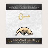 屋上都市ロゴ |レザー |スケルトン鍵 名刺 (外部フラット)