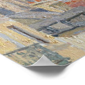 屋上都市風景のヴィンテージ絵画 ポスター (角)