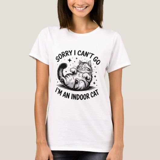 屋内おもしろい猫引用文クリップアート行けない Tシャツ (正面)