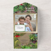 屋内と屋外で咲き誇る自然 オールインワン招待状 (外側)