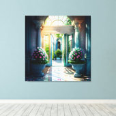 屋内と屋外の噴水ガーデンビューティフル3 キャンバスプリント (インサイチュ (ウッドフロア))