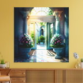 屋内と屋外の噴水ガーデンビューティフル3 キャンバスプリント (インサイチュ (リビング))