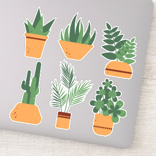 屋内の植物のポット。植物群 シール