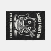 屋内の猫に行けなくてごめんなさい1 フリースブランケット (正面(横))