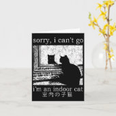 屋内の猫の家に行けなくておもしろいごめんなさい カード (黄色い花)