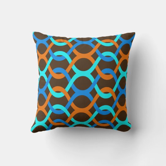 屋内または屋外のレトロブルーアクアオレンジブラウン クッション (裏面)