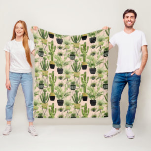 屋内オアシス の植物の整列パターン フリースブランケット