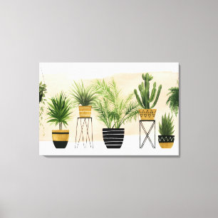 屋内オアシス の植物の整列 キャンバスプリント