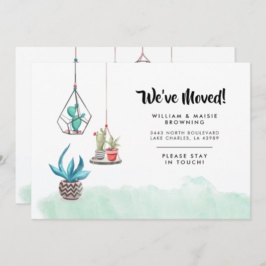 屋内ガーデンキャクティ引っ越しました新しいアドレス 案内状 (正面/裏面)
