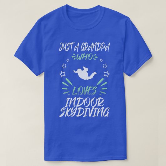 屋内スカイダイビングが大好きなおじいさん Tシャツ (デザイン正面)