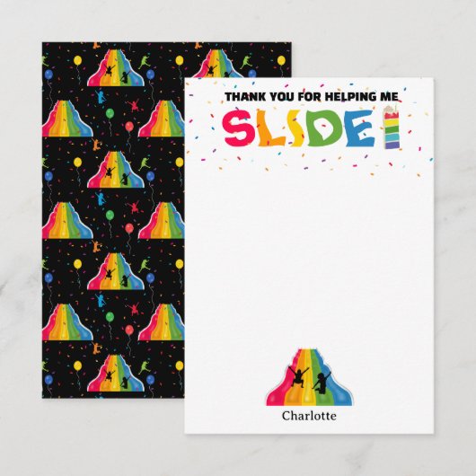 屋内スライドパーク 子供遊び場 誕生日パーティー サンキューカード (正面/裏面)