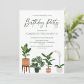屋内ポッテッドプラントバースデーパーティーの招待 招待状 (スタンド正面)