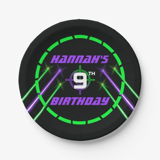 屋内レーザーラベルビームバースデーパーティー ペーパープレート (正面)