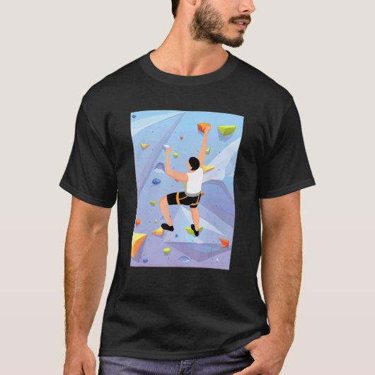 屋内壁登山ロッククライマーズアクションスポーツ Tシャツ (正面)