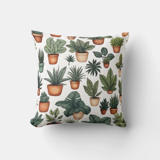 屋内植物パターン クッション (正面)
