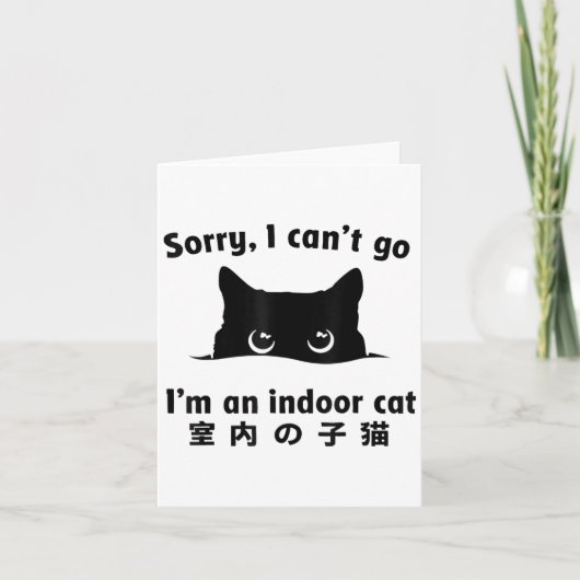 屋内猫の子猫で行けなくておもしろいごめんね カード (正面)