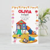 屋内遊び場の誕生日パーティーの招待状 招待状 (スタンド正面)