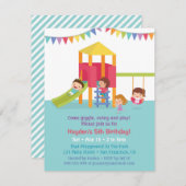 屋内遊び場子供の誕生日パーティの招待状 招待状 (正面/裏面)