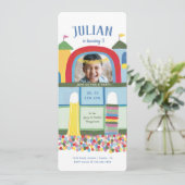 屋内遊び場子供の誕生日パーティーフォトインビタ 招待状 (スタンド正面)