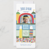 屋内遊び場子供の誕生日パーティーフォトインビタ 招待状 (正面)