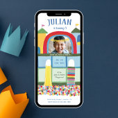 屋内遊び場子供の誕生日パーティーフォトインビタ 招待状